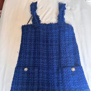 Zara TEXTURED PINAFORE DRESS  BLUE - REF 8890/699